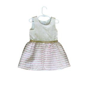The Children's Place White Gold Glitter Kids Dress Pink & White Stripes |Size 4T